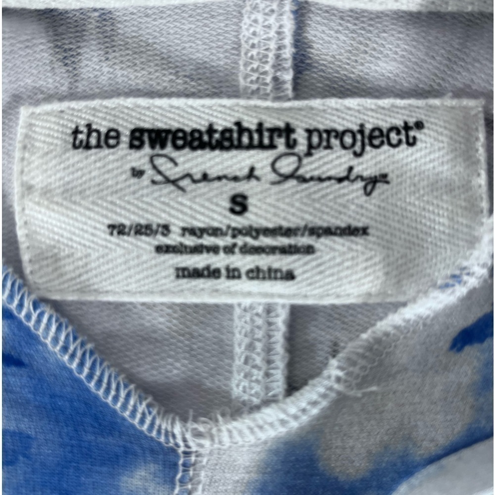 French Laundry SWEATSHIRT PROJECT Palm Trees Blue Tie Dye Pullover Hoodie Sz S - Picture 2 of 12